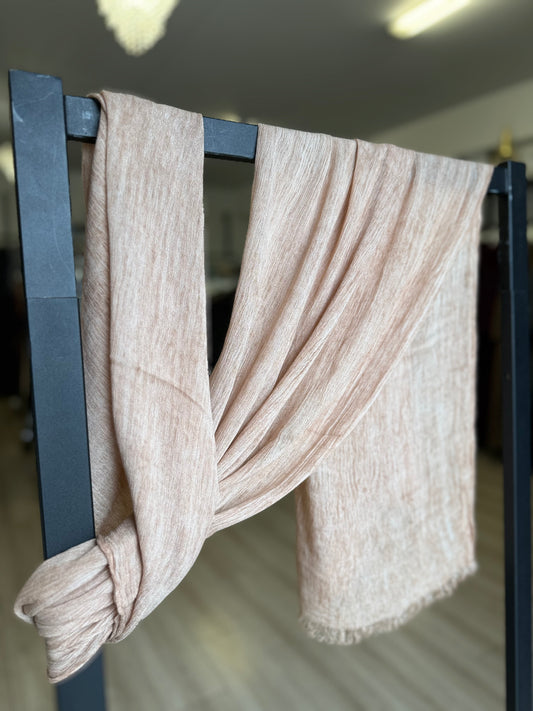 Baby pink textured scarf